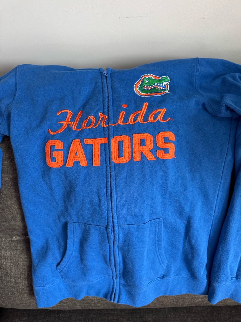 Florida Gators Women's Blue Zip Hoodie with Orange Lettering